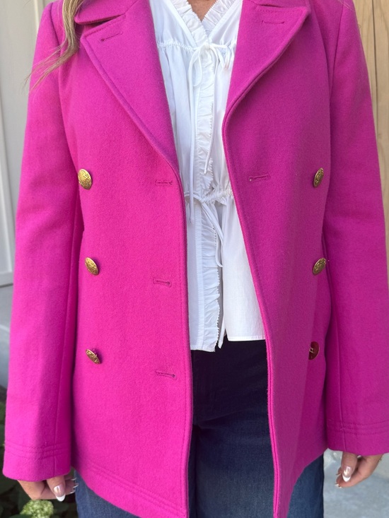 J. Crew Jackets & Blazers - J.Crew Pink Wool Blend Peacoat Gold Crest Buttons Size 2 NWOT
